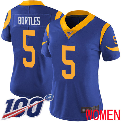 Los Angeles Rams Limited Royal Blue Women Blake Bortles Alternate Jersey NFL Football #5 100th Season Vapor Untouchable->youth nfl jersey->Youth Jersey